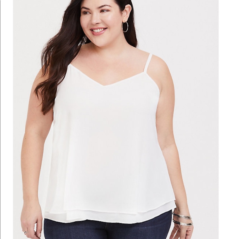 Torrid 1X ivory chiffon double layer swing cami